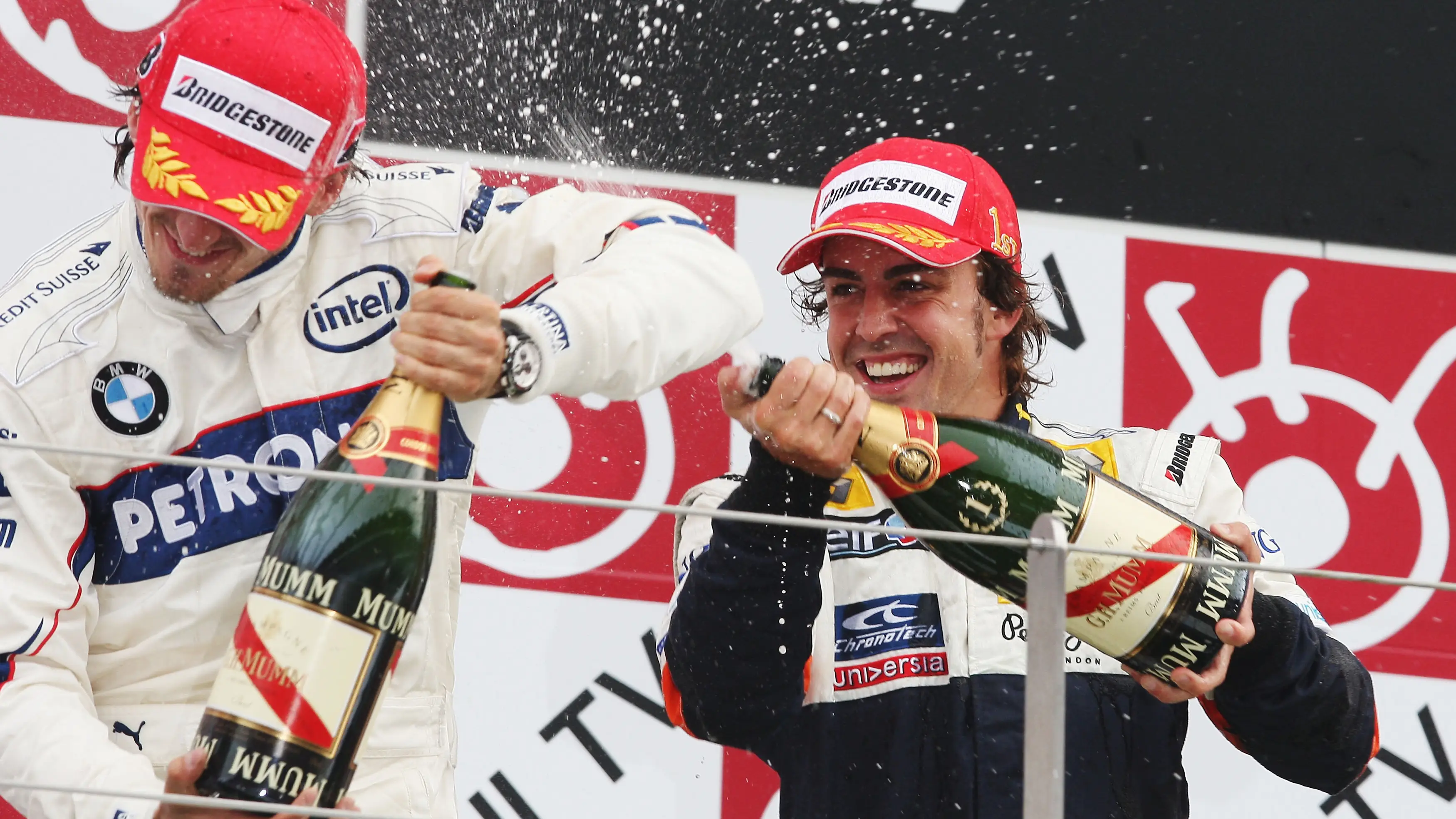Fernando Alonso y Robert Kubica en el podio de Suzuka 2008 Fernando Alonso y Robert Kubica en el podio de Suzuka 2008