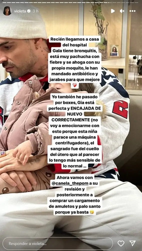 Violeta Mangriñán ha actualizado su estado después de acudir al hospital