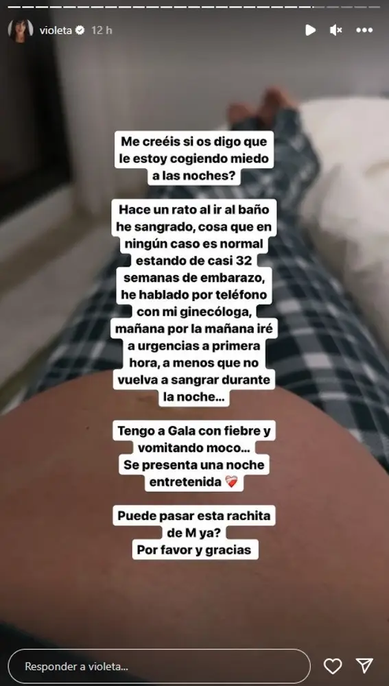 Violeta Mangriñán ha contado a sus seguidores sus problemas de salud en su última etapa de embarazo