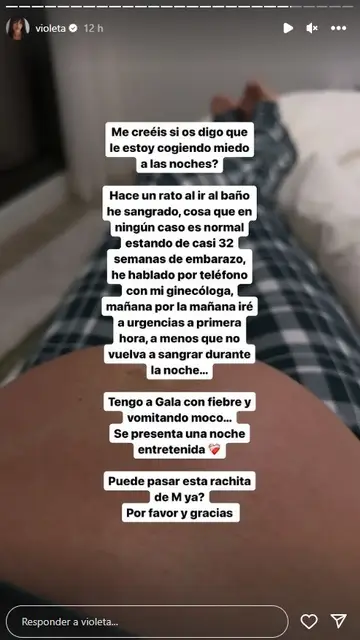 Violeta Mangriñán ha contado a sus seguidores sus problemas de salud en su última etapa de embarazo Violeta Mangriñán ha contado a sus seguidores sus problemas de salud en su última etapa de embarazo
