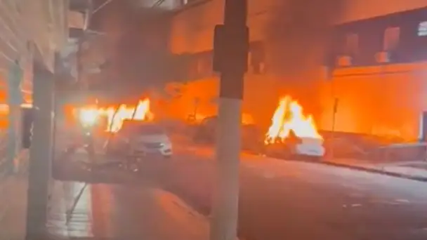Vehículos incendiados tras el descenso del Santos Vehículos incendiados tras el descenso del Santos