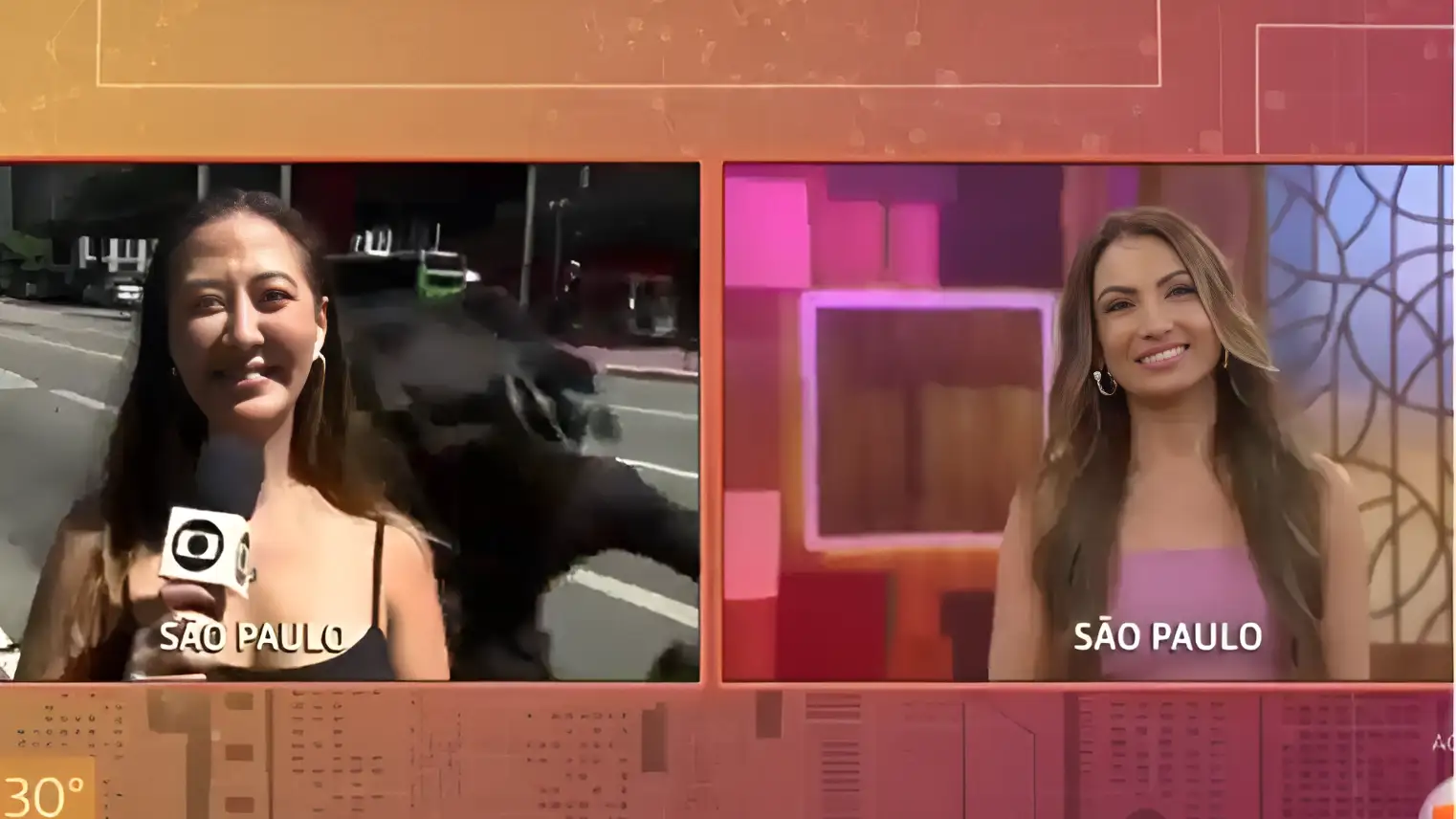 Imagen de la reportera y la presentadora en el momento del robo. Imagen de la reportera y la presentadora en el momento del robo.