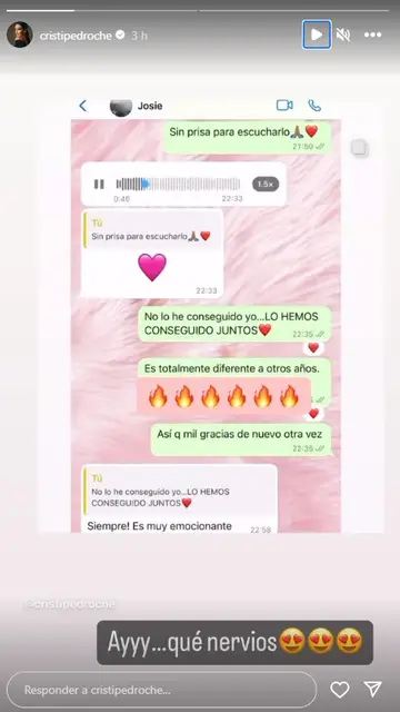 Los mensajes de Josie y Cristina Pedroche Los mensajes de Josie y Cristina Pedroche