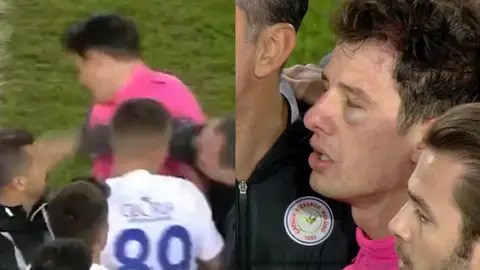 Momento de la agresión al árbitro Umut Meler Momento de la agresión al árbitro Umut Meler