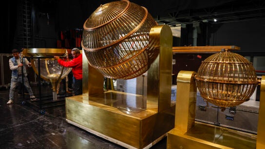 Bombos del Sorteo Extraordinario de Loter&iacute;a de Navidad en el Teatro Real de Madrid