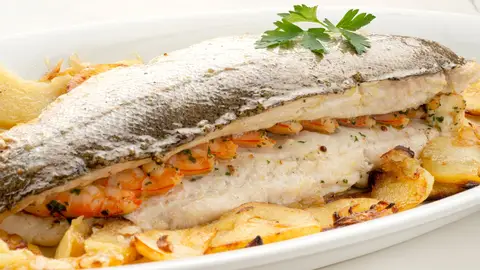 Merluza rellena de langostinos Merluza rellena de langostinos