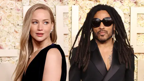 Jennifer Lawrence y Lenny Kravitz en los Globos de Oro Jennifer Lawrence y Lenny Kravitz en los Globos de Oro