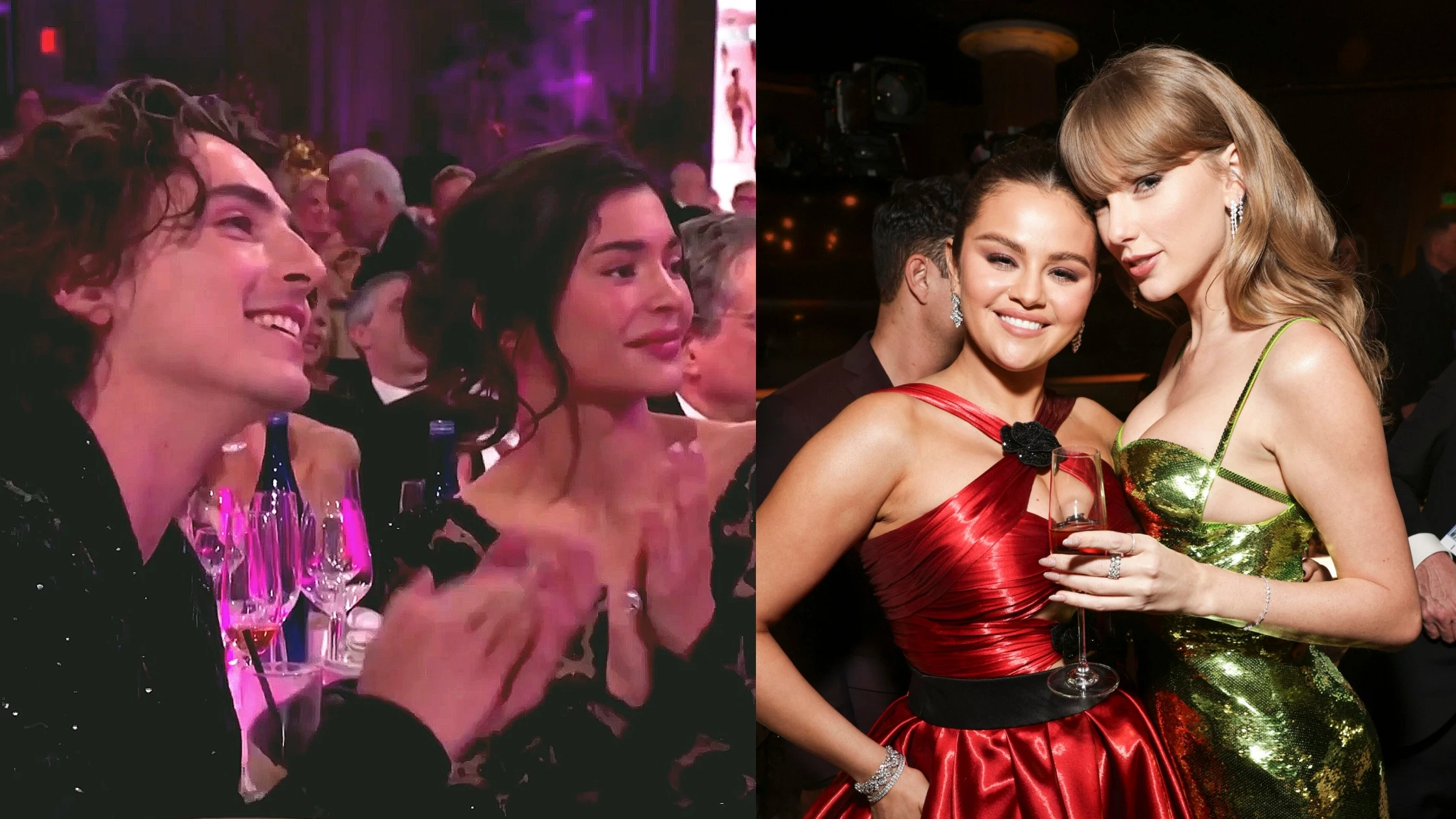 Timothée Chalamet, Kylie Jenner, Selena Gomez y Taylor Swift en los Globos de Oro Timothée Chalamet, Kylie Jenner, Selena Gomez y Taylor Swift en los Globos de Oro