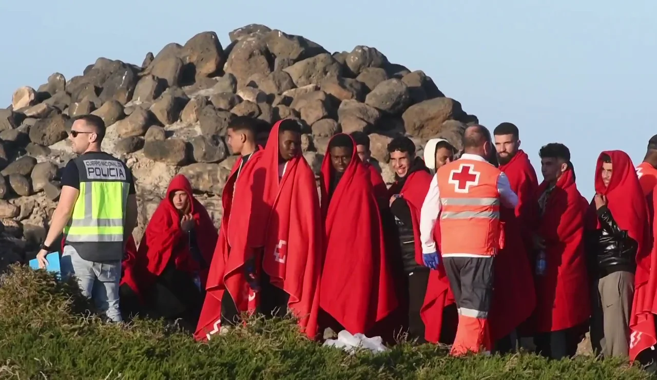 Migrantes en su llegada a Canarias