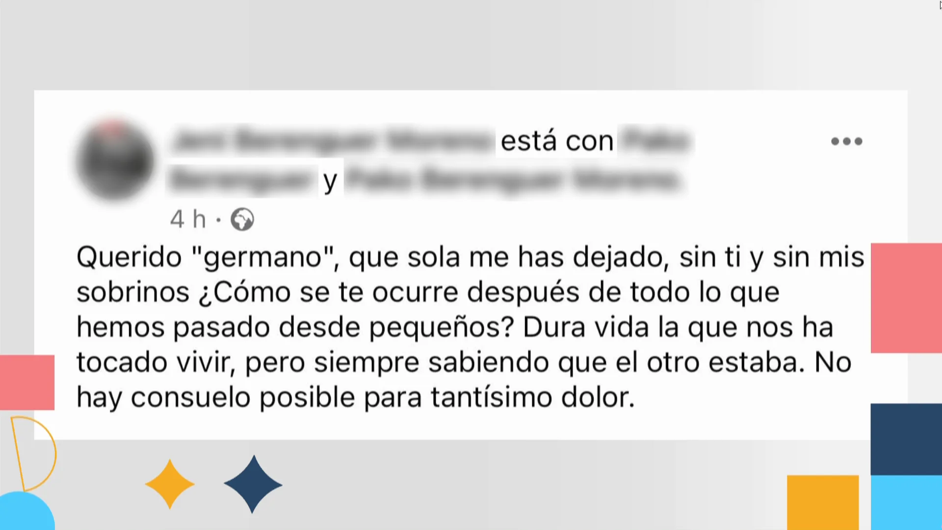 Mensaje de la t&iacute;a del fallecido