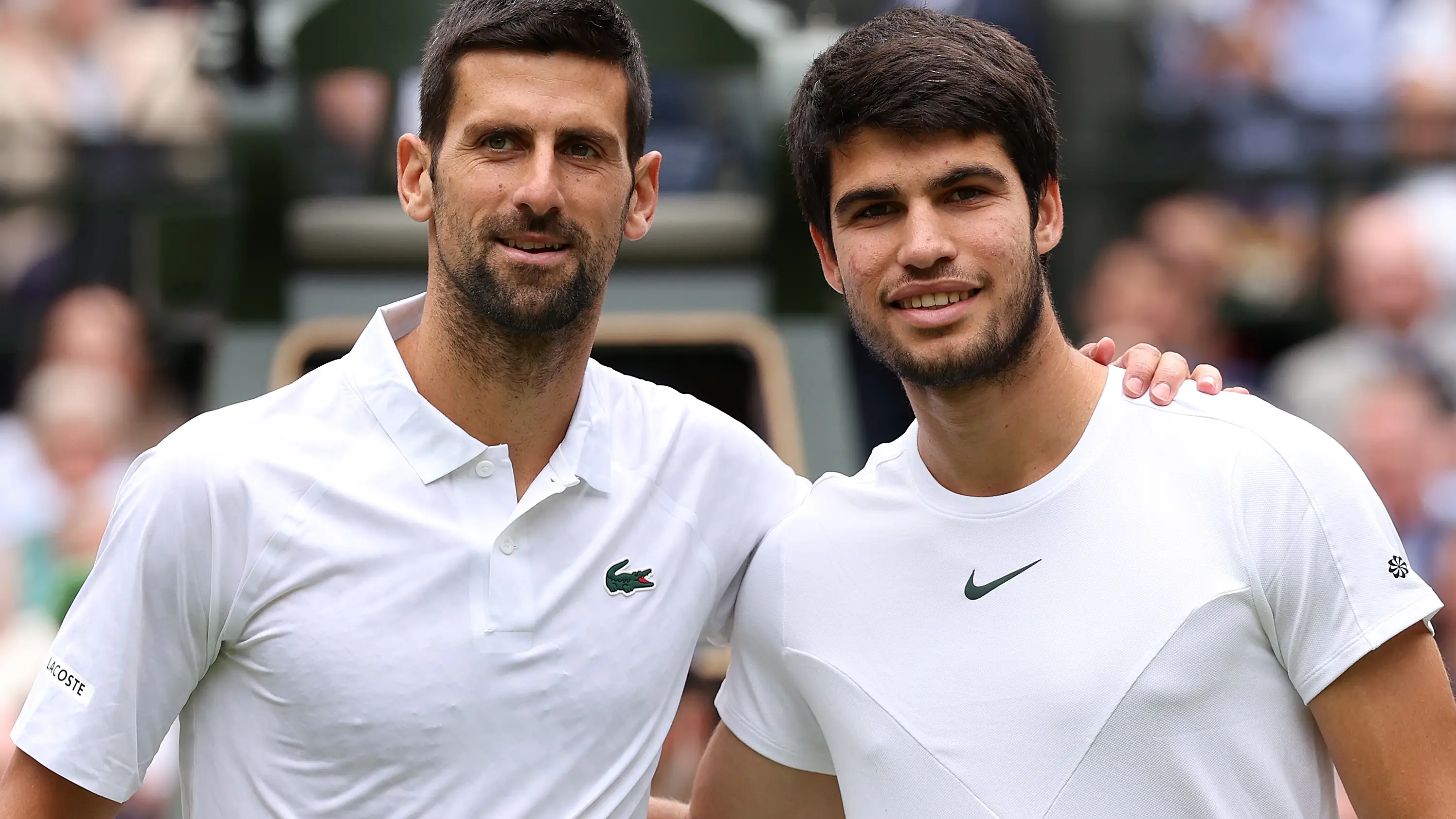 Novak Djokovic y Carlos Alcaraz antes de la final de Wimbledon 2023 Novak Djokovic y Carlos Alcaraz antes de la final de Wimbledon 2023
