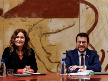El presidente de la Generalitat de Catalunya Pere Aragonès, y la consellera de la Presidencia, Laura Vilagrà