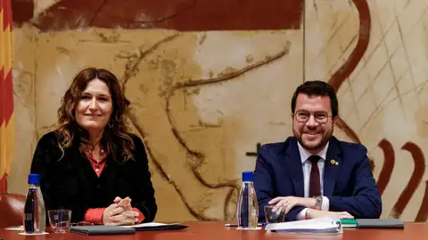 El presidente de la Generalitat de Catalunya Pere Aragonès, y la consellera de la Presidencia, Laura Vilagrà