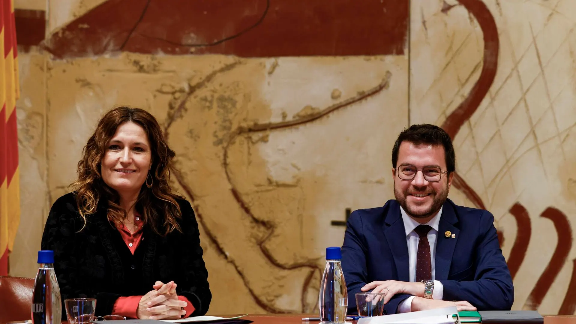 El presidente de la Generalitat de Catalunya Pere Aragonès, y la consellera de la Presidencia, Laura Vilagrà El presidente de la Generalitat de Catalunya Pere Aragonès, y la consellera de la Presidencia, Laura Vilagrà