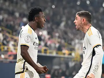 Vinicius Jr celebra uno de sus tres goles ante el Barça en la final de la Supercopa (4-1) Vinicius Jr celebra uno de sus tres goles ante el Barça en la final de la Supercopa (4-1)