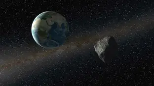 Representación de un asteroide cercano a la Tierra Representación de un asteroide cercano a la Tierra