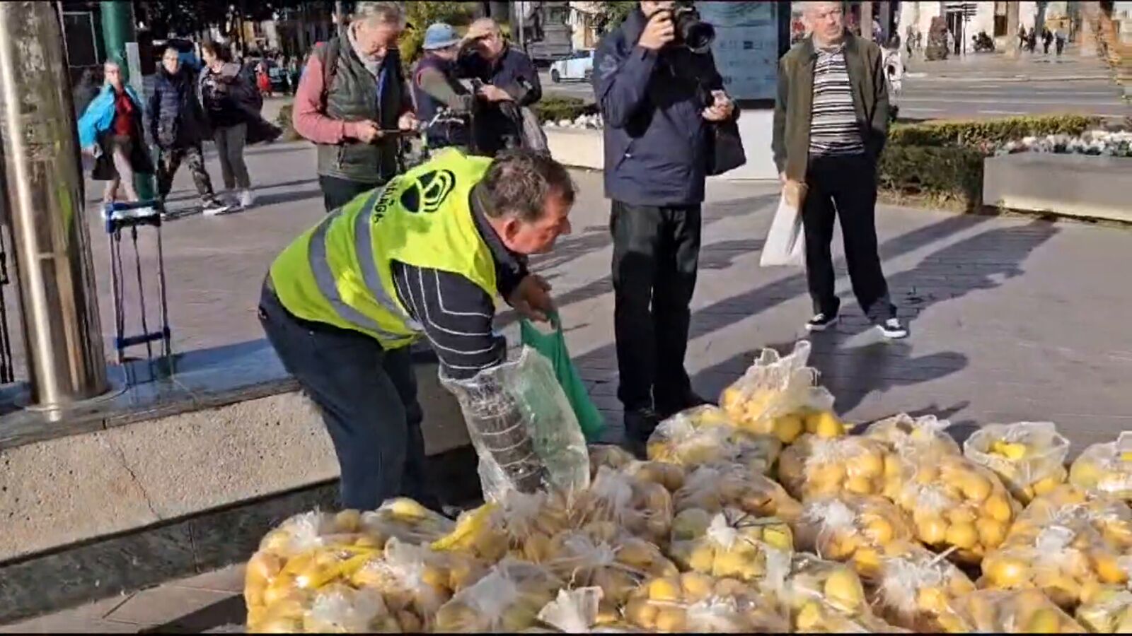 Agricultores de Málaga regalan miles de kilos de limones para protestar por los 