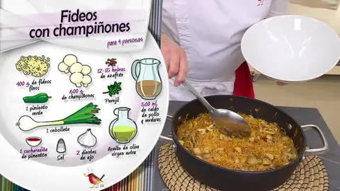 Ingredientes Fideos con champiñones Ingredientes Fideos con champiñones