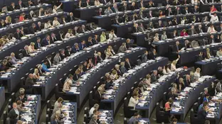Imagen de archivo de la Eurocámara durante una sesión plenaria del Parlamento Europeo Imagen de archivo de la Eurocámara durante una sesión plenaria del Parlamento Europeo
