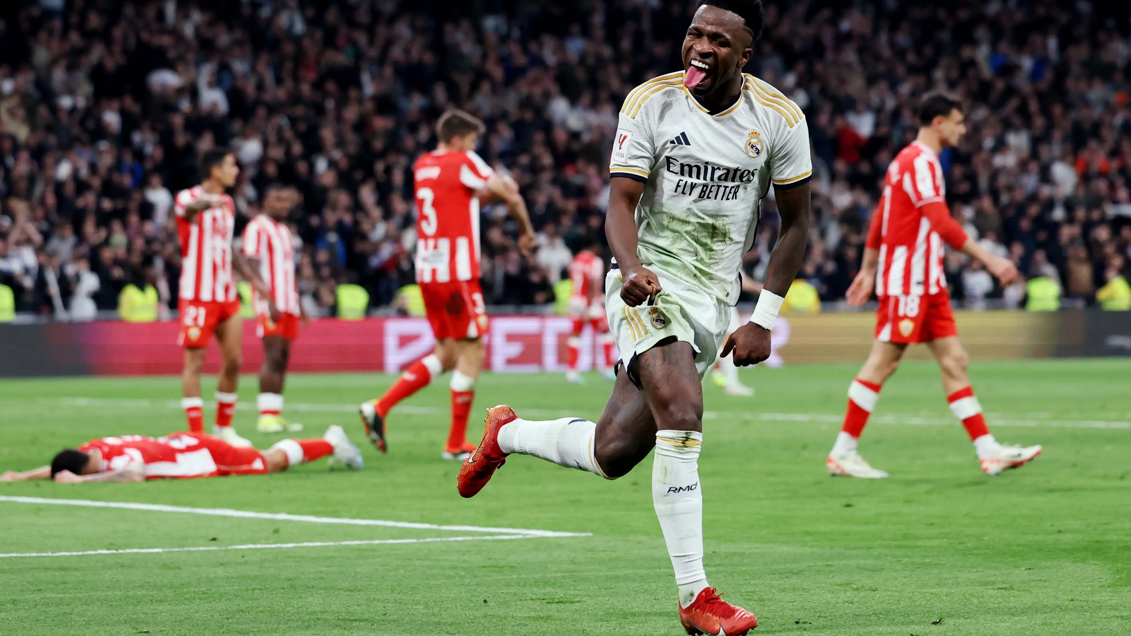 Vinícius celebra su gol ante el Almería Vinícius celebra su gol ante el Almería