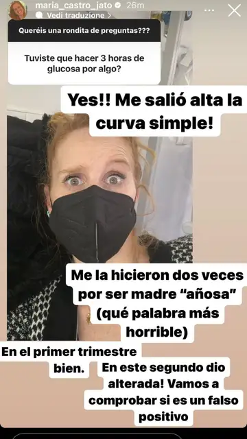 María Castro ha explicado que le han hecho tres horas de glucosa dos veces por ser madre "añosa" María Castro ha explicado que le han hecho tres horas de glucosa dos veces por ser madre "añosa"