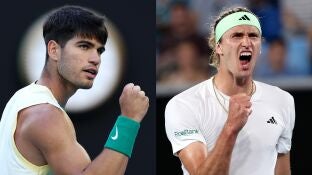 Carlos Alcaraz y Alexander Zverev durante el Open de Australia 2024