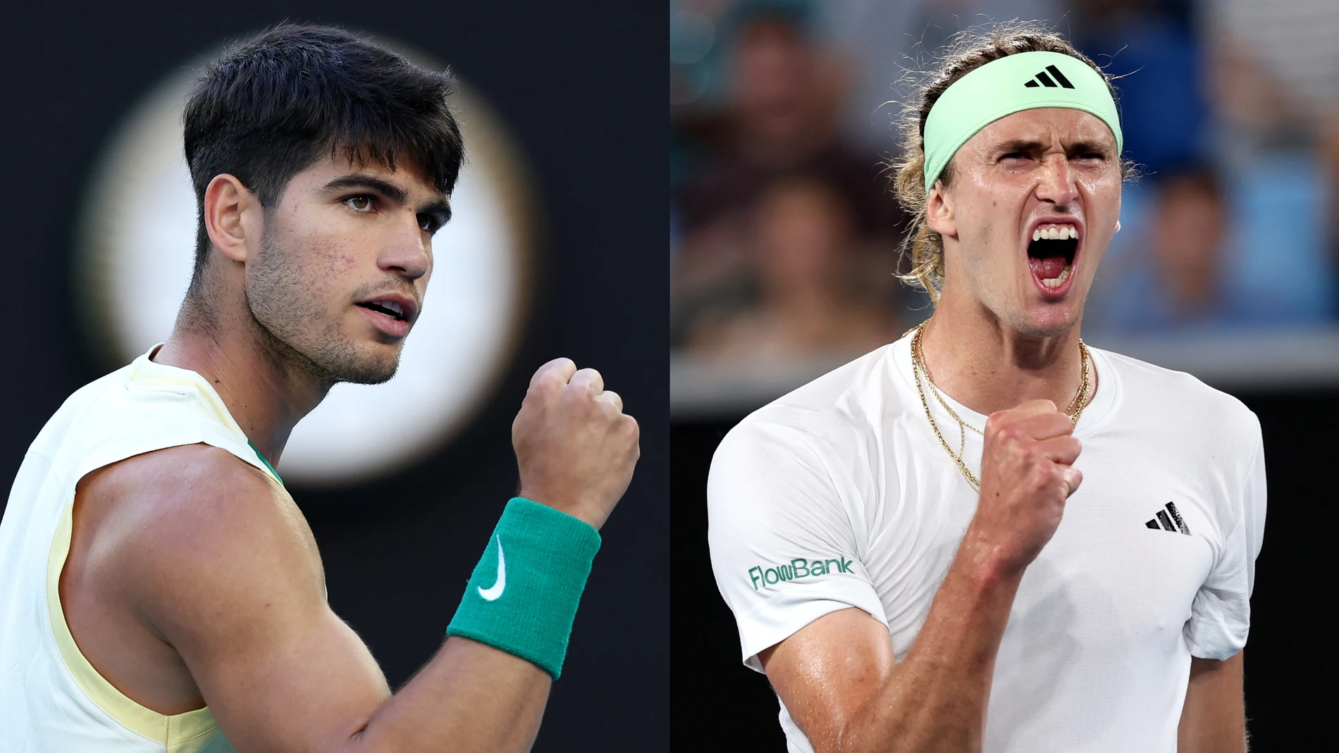 Carlos Alcaraz y Alexander Zverev durante el Open de Australia 2024 Carlos Alcaraz y Alexander Zverev durante el Open de Australia 2024