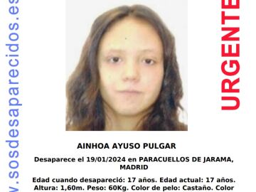 Ainhoa Ayuso Pulgar, la joven desaparecida en Paracuellos del Jarama