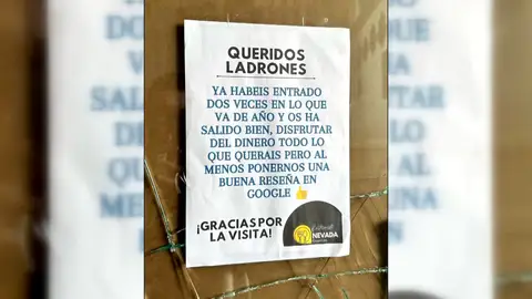 El dueño de un bar de Cantabria escribe una carta a los ladrones: "El humor no nos lo van a robar"