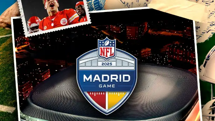 Cartel con el que el Real Madrid ha anunciado que acoger&aacute; un partido de la NFL en 2025