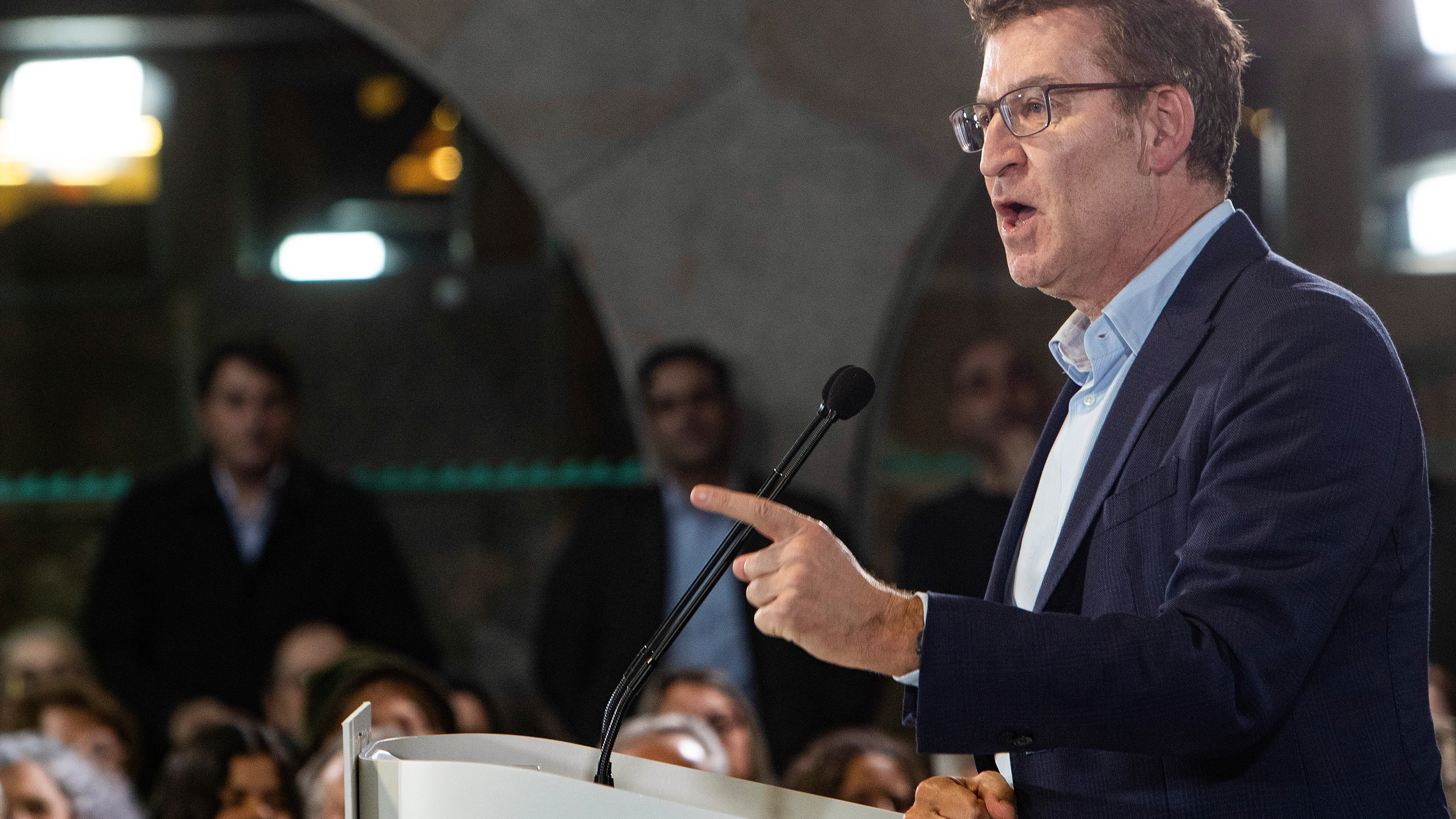 Feij&oacute;o, durante un mitin en Pontevedra