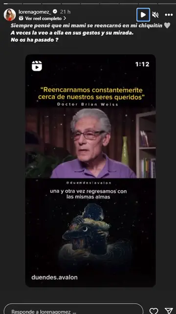 Lorena Gómez comparte una reflexión sobre la reencarnación Lorena Gómez comparte una reflexión sobre la reencarnación
