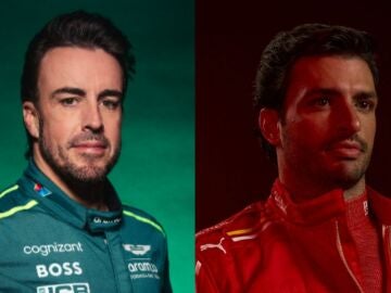 Fernando Alonso y Carlos Sainz posan de cara a la nueva temporada de Fórmula 1