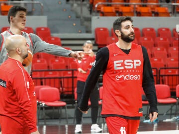 Ricky Rubio, con la selección española de baloncesto