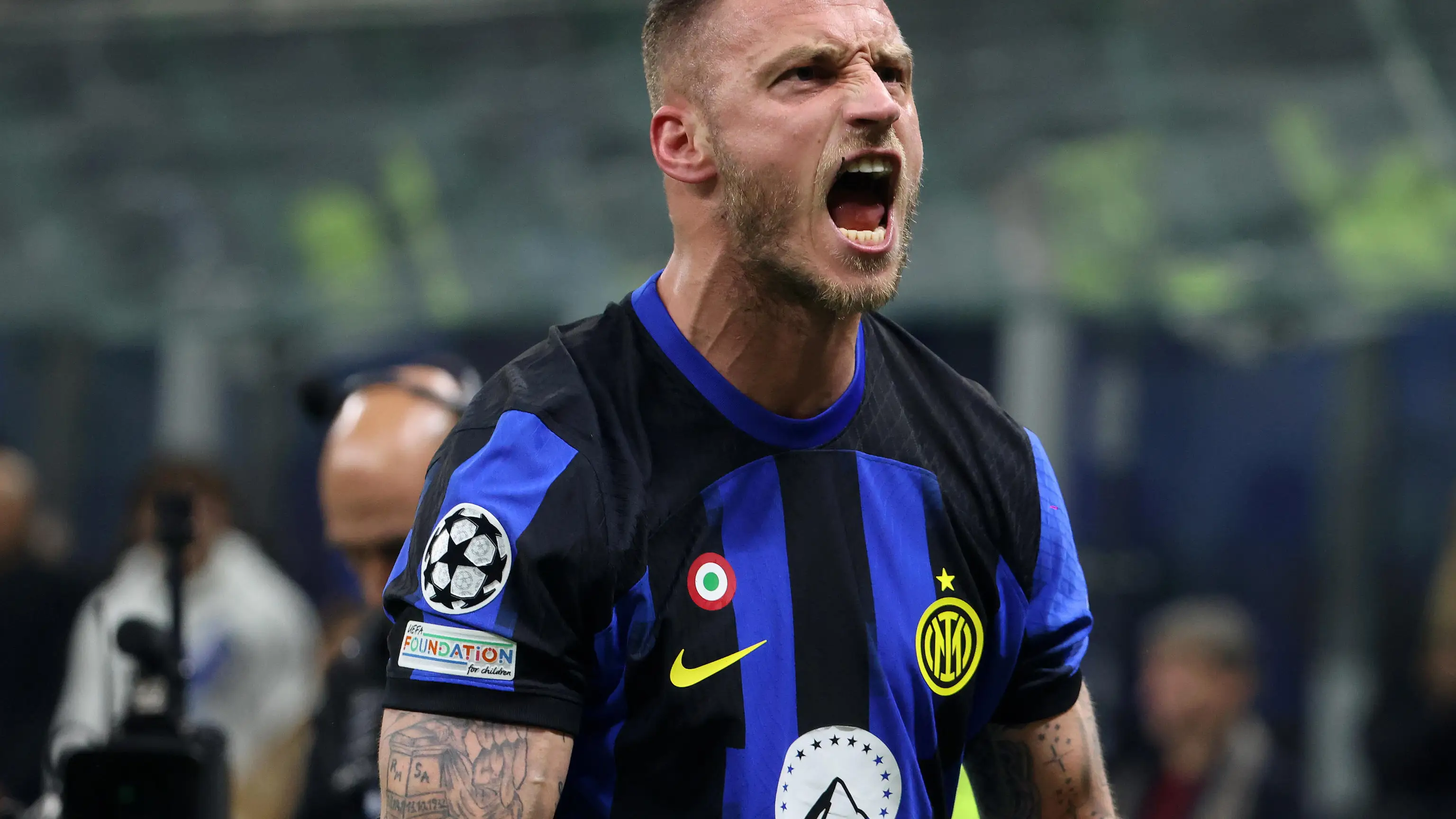 Arnautovic celebra su gol ante el Atlético en San Siro Arnautovic celebra su gol ante el Atlético en San Siro