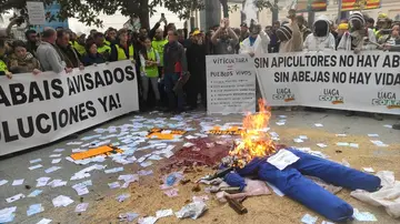 Hoguera frente a la Delegación del Gobierno en Aragón