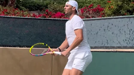 Rafa Nadal entrenando en las pistas de Indian Wells Rafa Nadal entrenando en las pistas de Indian Wells