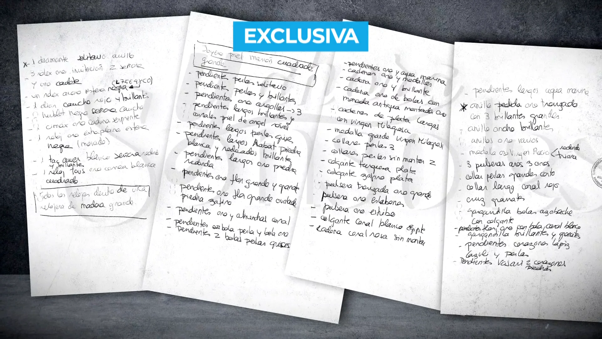 El listado completo del bot&iacute;n del asalto a la vivienda de Mar&iacute;a del Monte, escrito del pu&ntilde;o y letra de la cantante