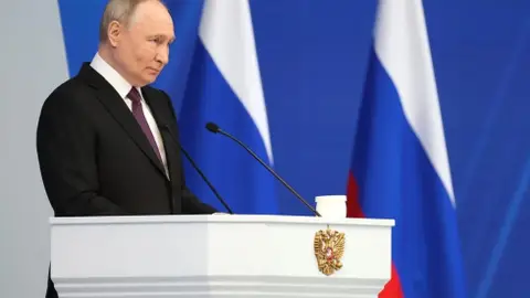 Vladimir Putin durante el discurso sobre el Estado de la Nación
