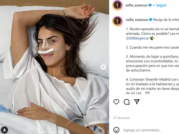 Sofía Suescun operada de la nariz Sofía Suescun operada de la nariz