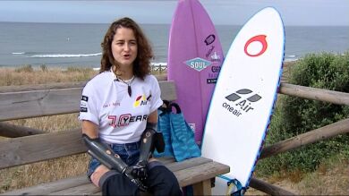 Sarah Almagro, campeona de surf sin manos ni pies: 