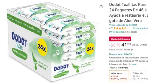 Toallitas Dodot Pure Toallitas Dodot Pure