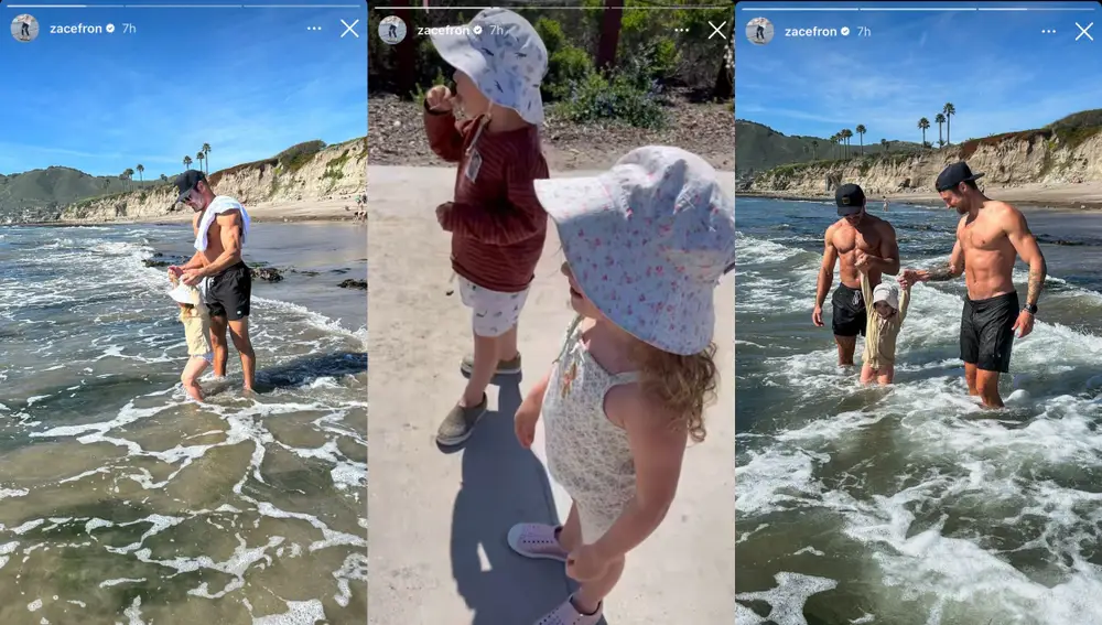 Zac Efron disfrutando de un día de playa junto a su hermanos