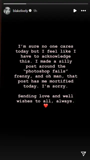 Story de Instagram de Blake Lively Story de Instagram de Blake Lively