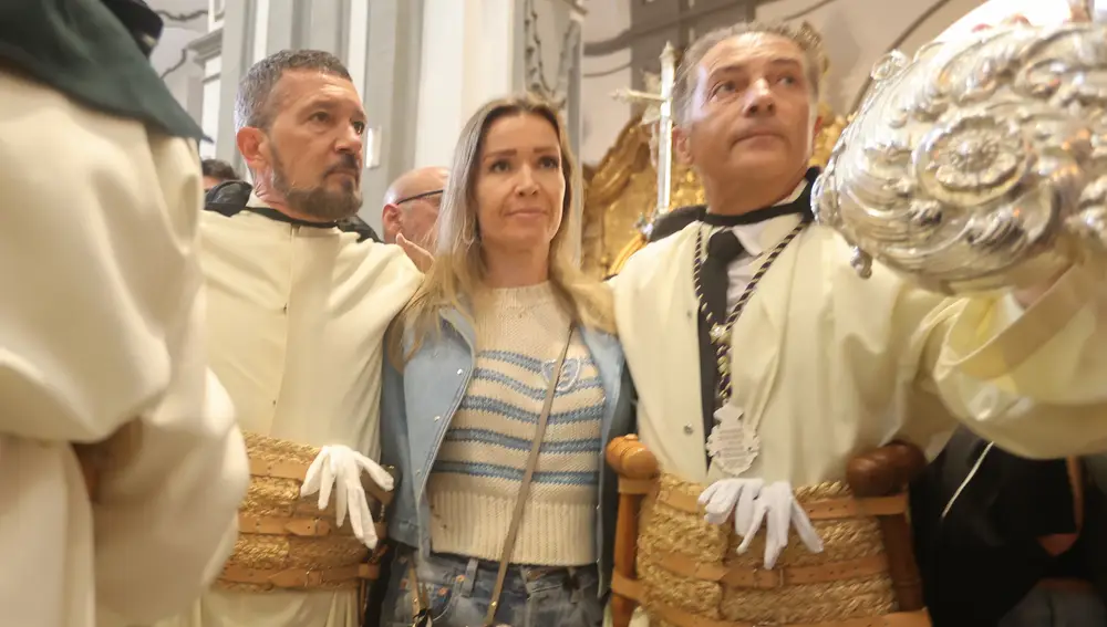 Antonio Banderas y Nicole Kimpel en la Semana Santa de Málaga