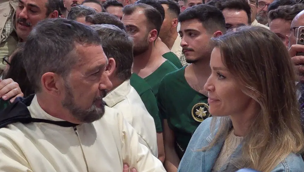 Antonio Banderas y Nicole Kimpel en la Semana Santa de Málaga