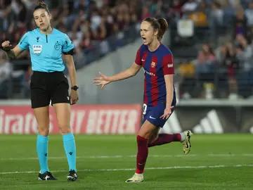 Caroline Graham Hansen celebra su gol ante el Real Madrid Caroline Graham Hansen celebra su gol ante el Real Madrid