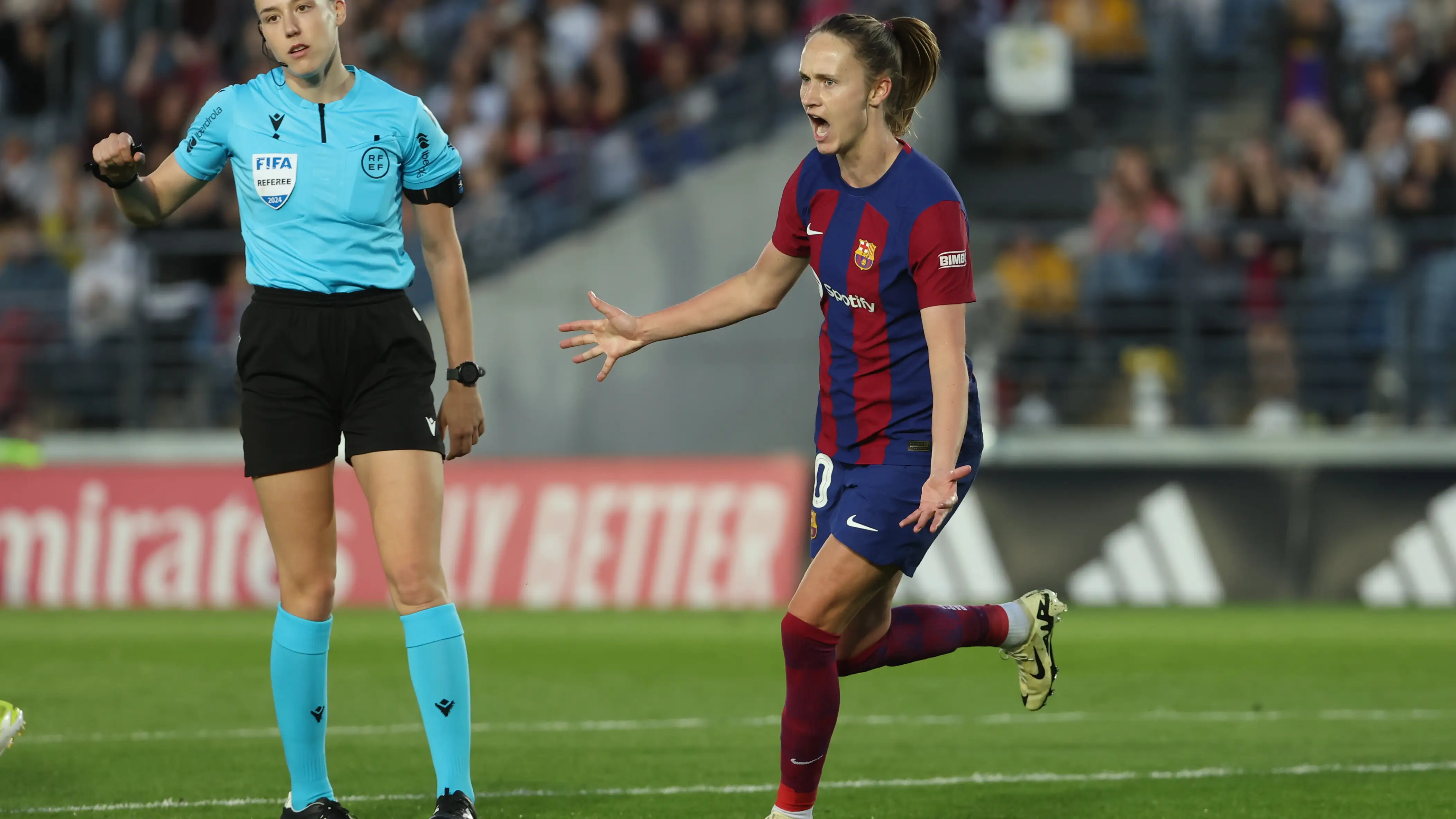 Caroline Graham Hansen celebra su gol ante el Real Madrid Caroline Graham Hansen celebra su gol ante el Real Madrid