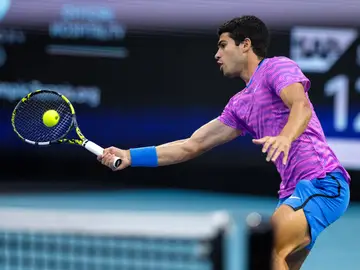 Carlos Alcaraz, en acción en el Miami Open Carlos Alcaraz, en acción en el Miami Open