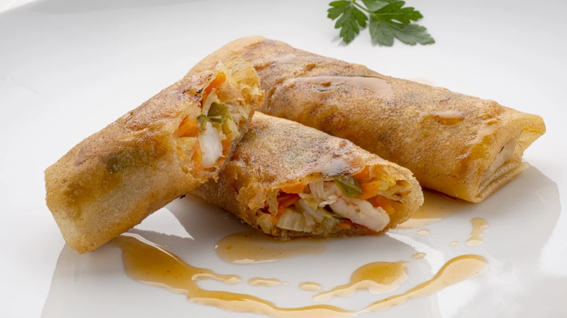 Rollitos de primavera con gambas Rollitos de primavera con gambas